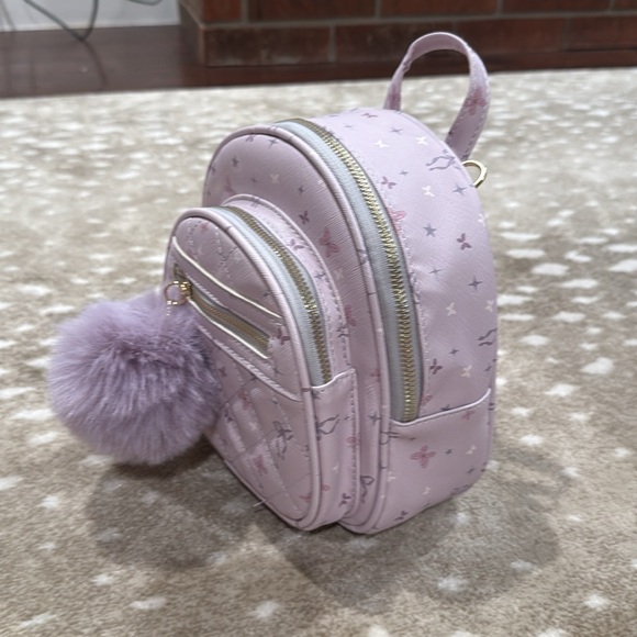 Lavender Kids Backpack with Pom Pom. NWT - Picture 3 of 5